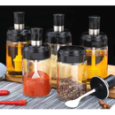 Kit 5 Porta Tempero Condimento de Vidro com Tampa Colher Embutida